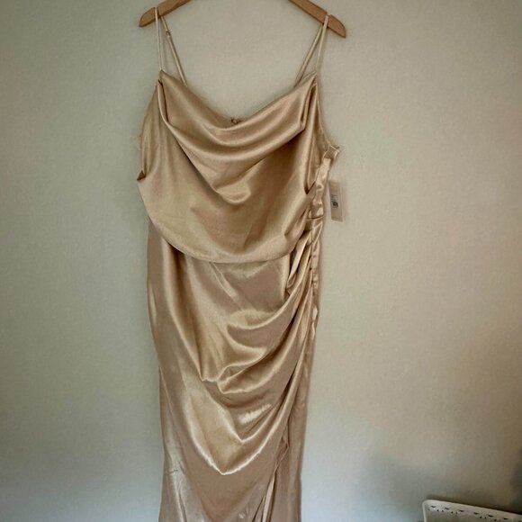 Birdy Grey Lydia Maxi Dress Shiny Gold Cowl Neck Mermaid Skirt Gown - NWT - 2X - Picture 4 of 9